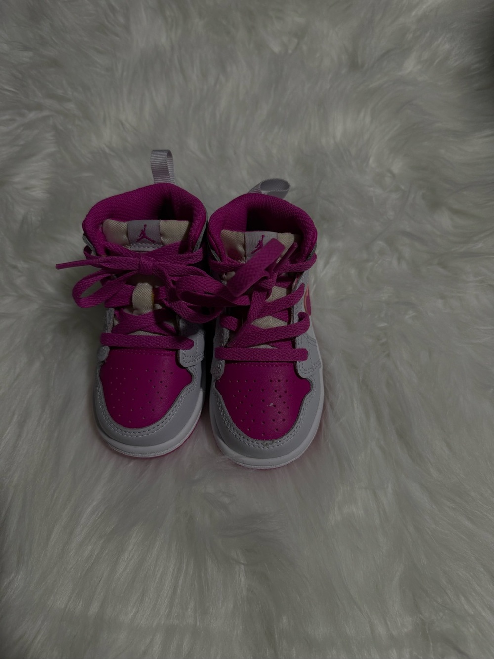 Jordan Kids High-Top Sneakers in Pink and White